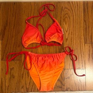 Red and Orange Bikini Set